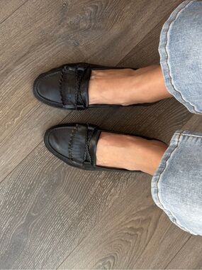 Bally Black Leather Fringe & Braided Loafers